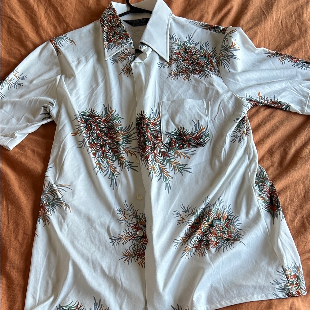 Vintage Career Club Resort Shirt | Men’s Large Palm Print Button Up |